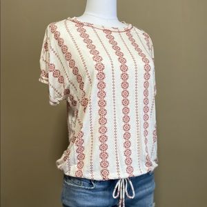 Cold Shoulder Vintage Print Top